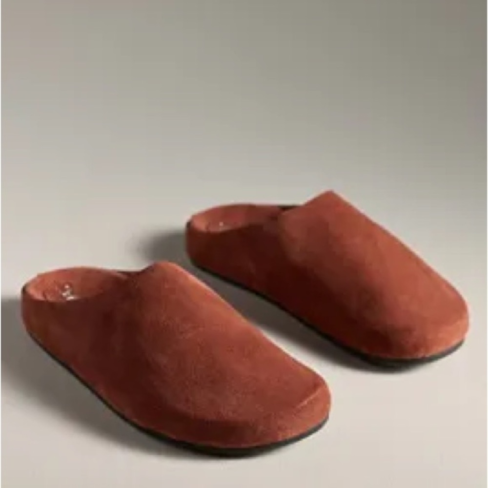 🔸NWB🔸 Anthropologie & Jeffrey Campbell Content Mule Slides in Red/Brown Suede